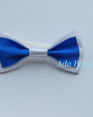 Mini papion elegant alb/albastru