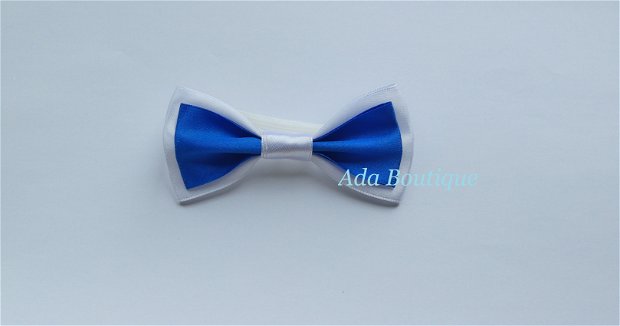 Mini papion elegant alb/albastru
