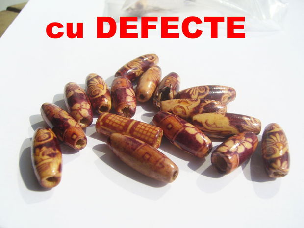 Mix margele lemn cu DEFECTE aprox 7x22 mm