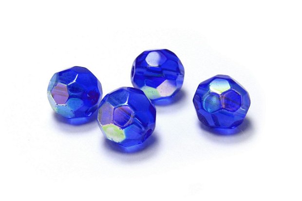 Cristale din sticla, rotunde, electro, 10 mm, albastre
