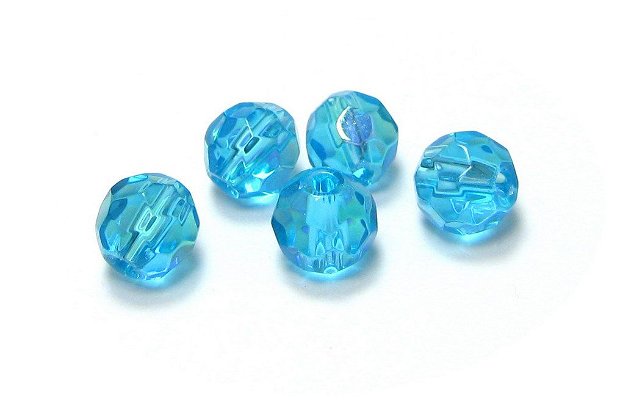 Cristale din sticla, rotunde, electro, 6 mm, turcoaz