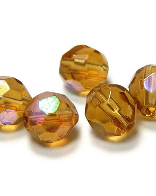 Cristale din sticla, rotunde, electro, 6 mm, maro