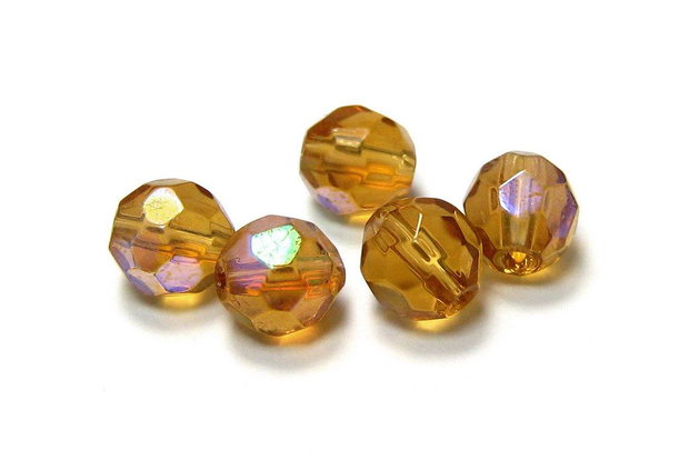 Cristale din sticla, rotunde, electro, 6 mm, maro