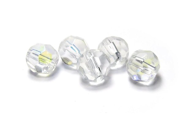 Cristale din sticla, rotunde, 8 mm, AB, transparente