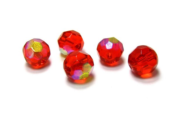 Cristale din sticla, rotunde, electro, 8 mm, rosii