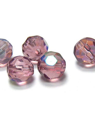 Cristale din sticla, rotunde, electro, 8 mm, purpuriu deschis