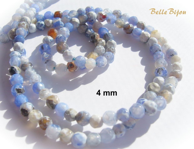 Agate faţetate bleu degrade aprox 4 mm