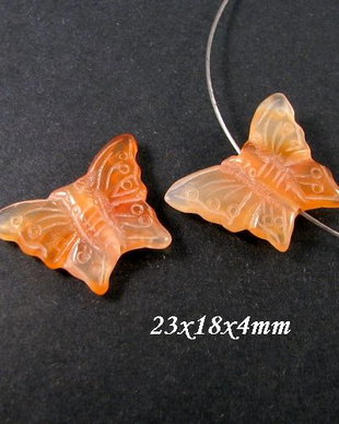 5737 - (2 buc) Agata, charms, margele, minipandantive, fluture sculptat