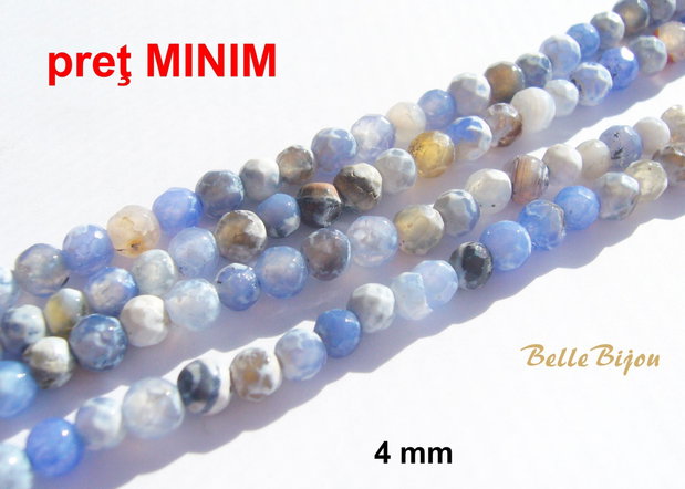 Agate faţetate bleu degrade aprox 4 mm