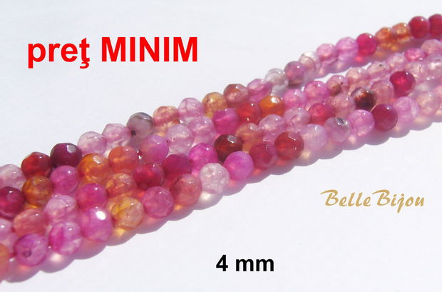 Agate baby rose faţetate aprox 4 mm