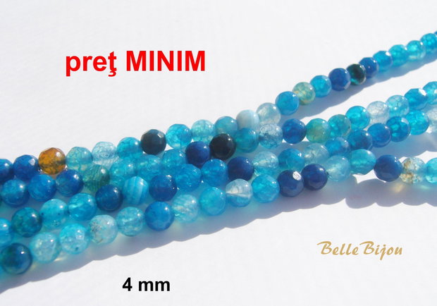 Agate faţetate albastru intens aprox 4 mm