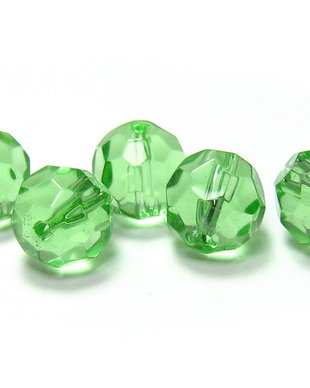 Cristale din sticla, rotunde, fatetate, 6 mm, verde deschis