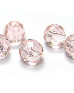 Cristale din sticla, rotunde, fatetate, 6 mm, roz