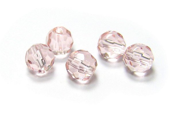 Cristale din sticla, rotunde, fatetate, 6 mm, roz