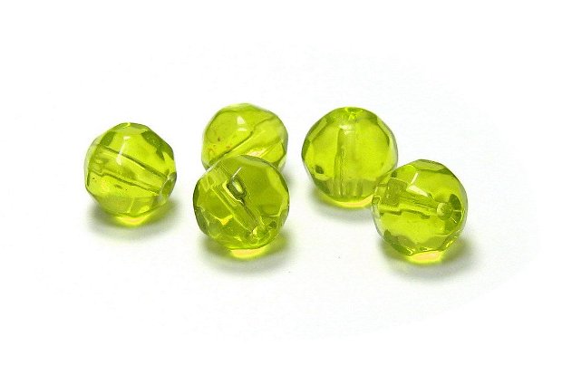 Cristale din sticla, rotunde, fatetate, 8 mm, vernil