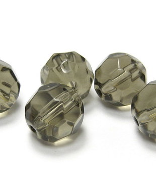Cristale din sticla, rotunde, fatetate, 8 mm, gri