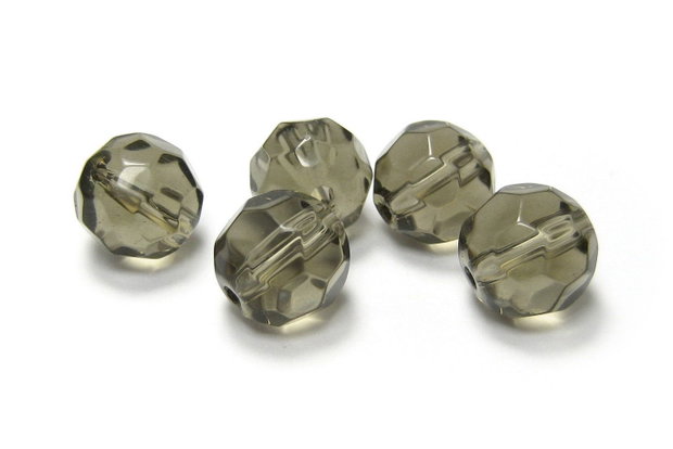 Cristale din sticla, rotunde, 8 mm, fatetate, gri