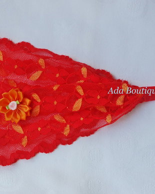 Bandana din dantela rosu/orange