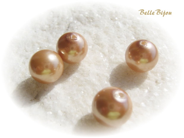 (2 bucati) Perle tip Mallorca semigăurite caramel aprox 10 mm