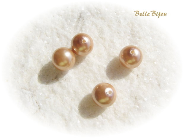 (2 bucati) Perle tip Mallorca semigăurite caramel aprox 10 mm