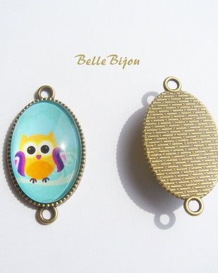 Link finisaj bronz cu bufnita pe fond bleu