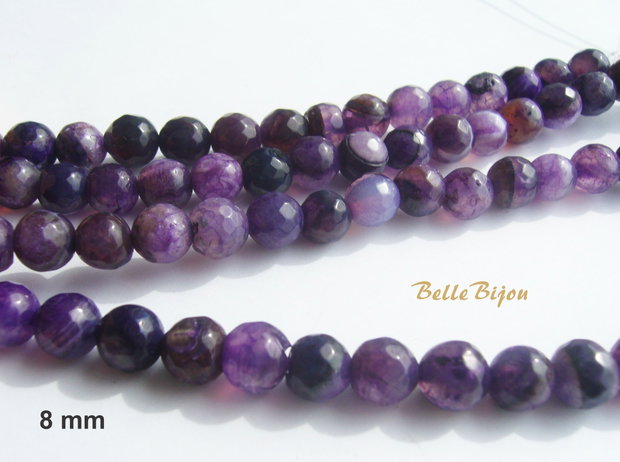 Agate fatetate mov de aprox 8 mm calitatea a 2-a