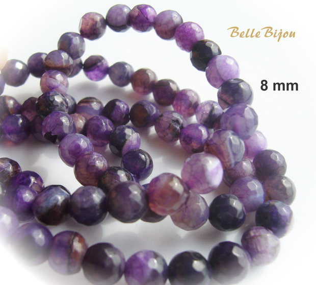 Agate fatetate mov de aprox 8 mm calitatea a 2-a