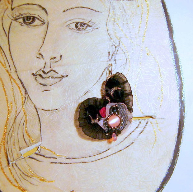 Cercei si inel, boho, mori girl, OOAK