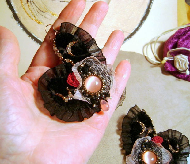 Cercei si inel, boho, mori girl, OOAK
