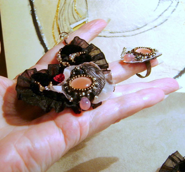 Cercei si inel, boho, mori girl, OOAK