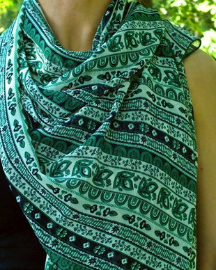 Esarfa VERDE CU IMPRIMEU BOHO-CHIC