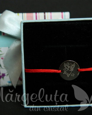 Bratara personalizata - Ingeras din aur alb de 14 k