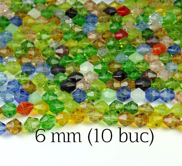 Cristale bicon,10 buc, fatetate, CFBIC6,  6 mm