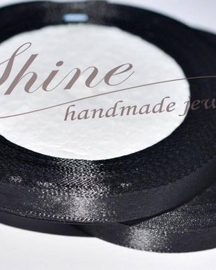 Panglica satin neagra, 10mm