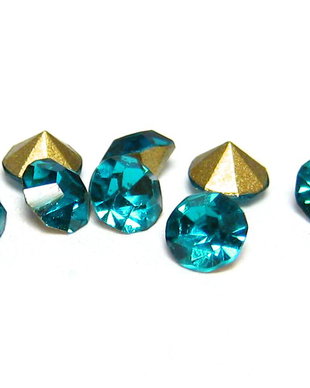 Strasuri din sticla, 2.4~2.5 mm, turcoaz inchis