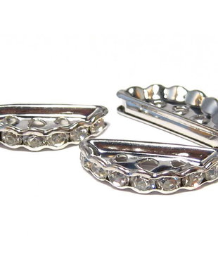 Distantiere cu strasuri, platina, 19x7 mm