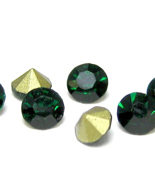 Strasuri din sticla, 3 mm, verde smarald