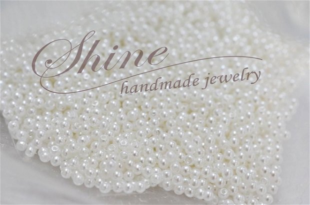Perle albe din acril, 3mm