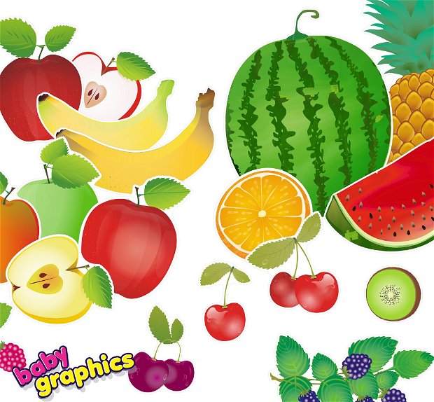 Fructe -- stickere perete repozitionabile - babygraphics