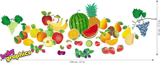 Fructe -- stickere perete repozitionabile - babygraphics