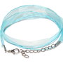 Snur din organza si ata cerata, 415x6 mm, bleu