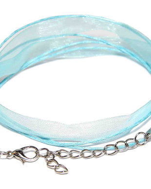 Snur din organza si ata cerata, 415x6 mm, bleu