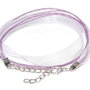 Snur din organza si ata cerata, 415x6 mm, mov deschis