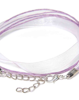 Snur din organza si ata cerata, 415x6 mm, mov deschis