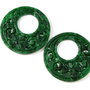 5845 - (2buc) Pandantiv / charms, donut,  jad verde