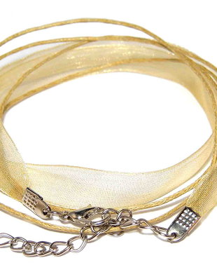 Snur din organza si ata cerata, 425x10 mm, bej