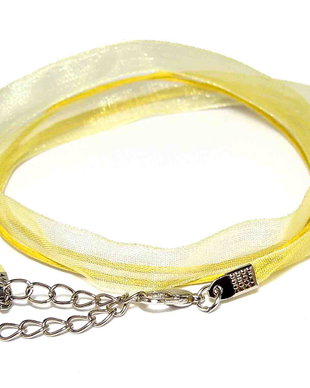 Snur din organza si ata cerata, 425x10 mm, galben