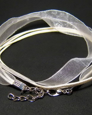 Snur din organza si ata cerata, 425x10 mm, ivory