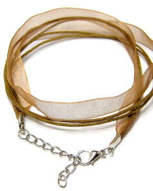 Snur din organza si ata cerata, 425x10 mm, maro