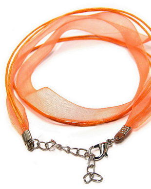 Snur din organza si ata cerata, 425x10 mm, portocaliu